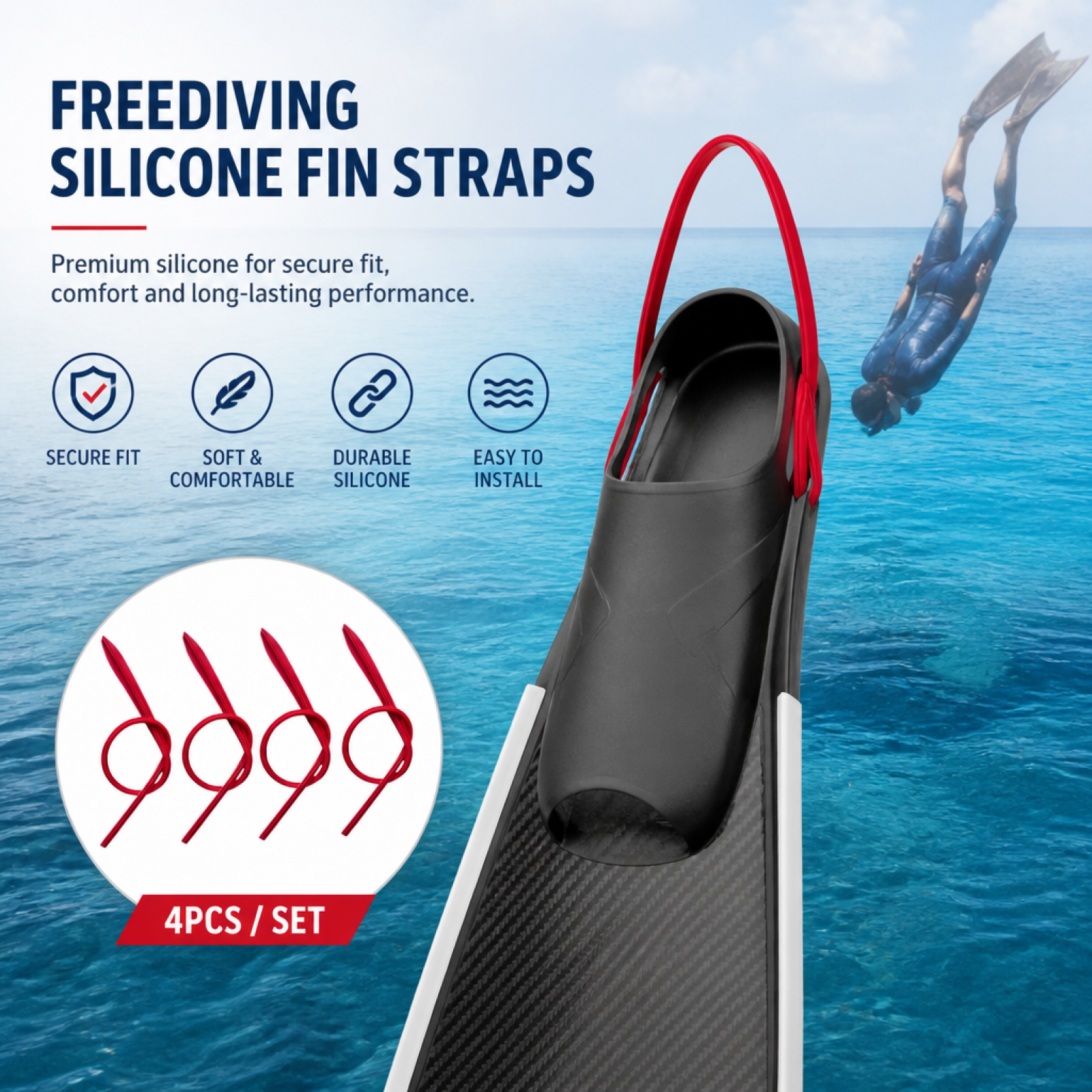 4 Pcs/Set Swimming Flippers Ed - огляд і ціна Fin Diving Blade